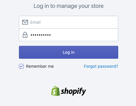 Log in to your Shopify account: